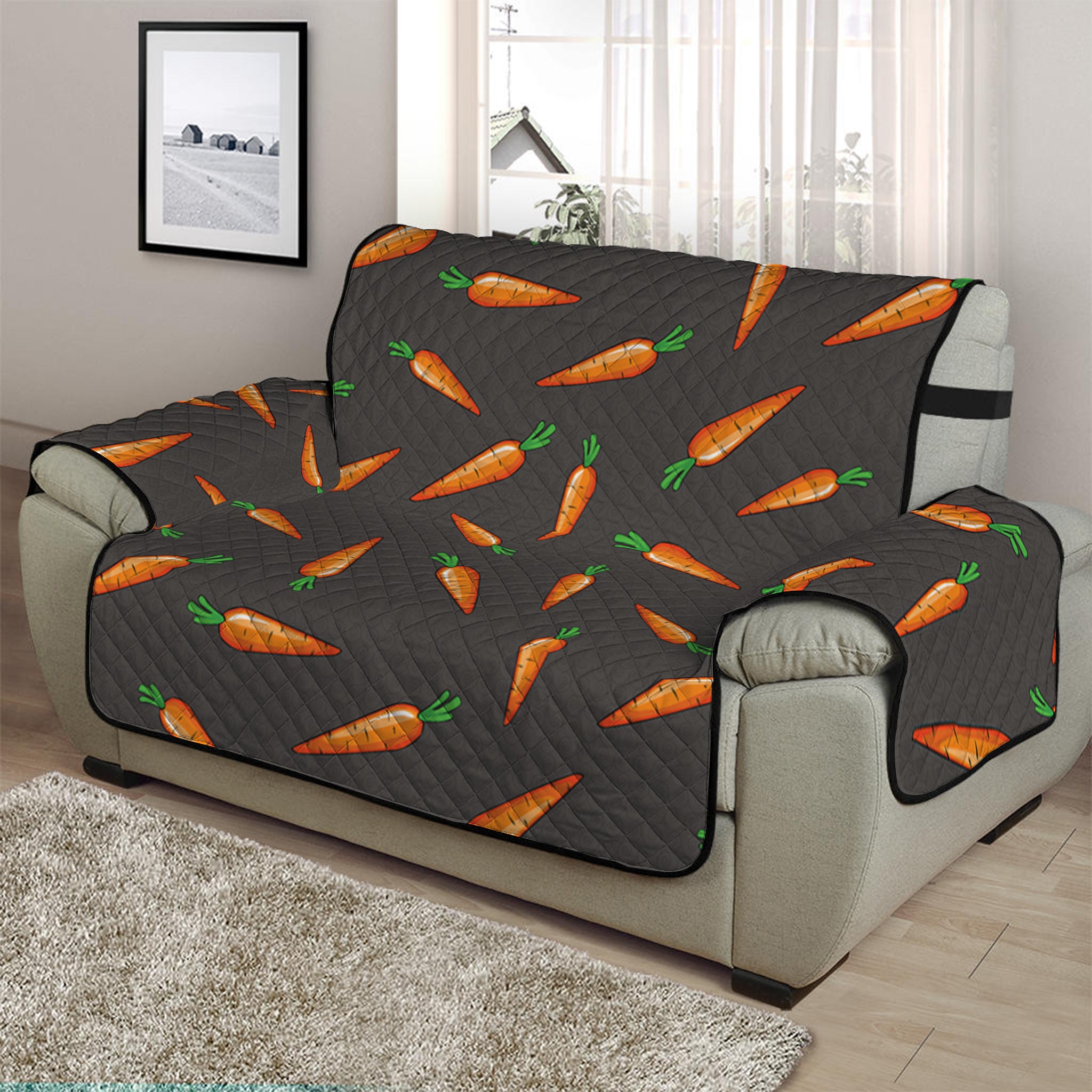 Cartoon Carrot Pattern Print Half Sofa Protector