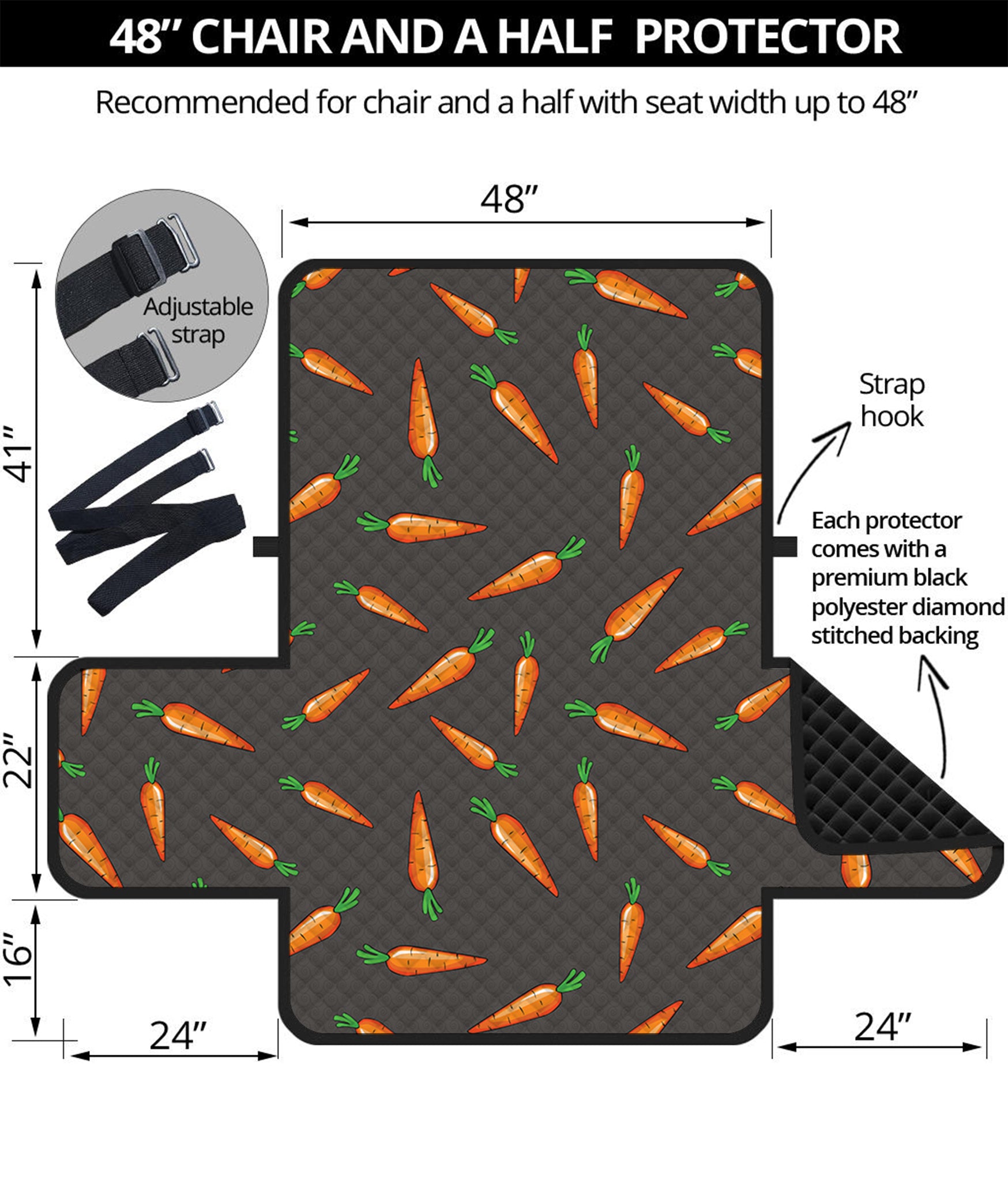 Cartoon Carrot Pattern Print Half Sofa Protector