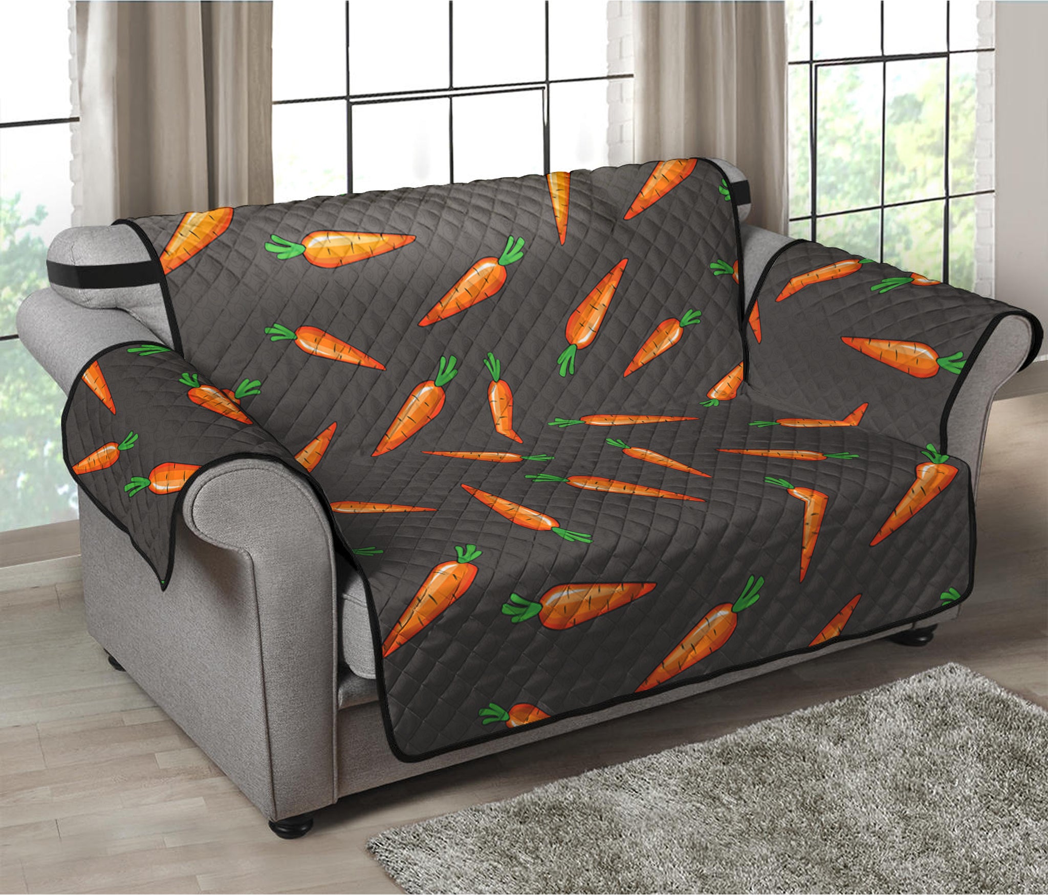 Cartoon Carrot Pattern Print Loveseat Protector