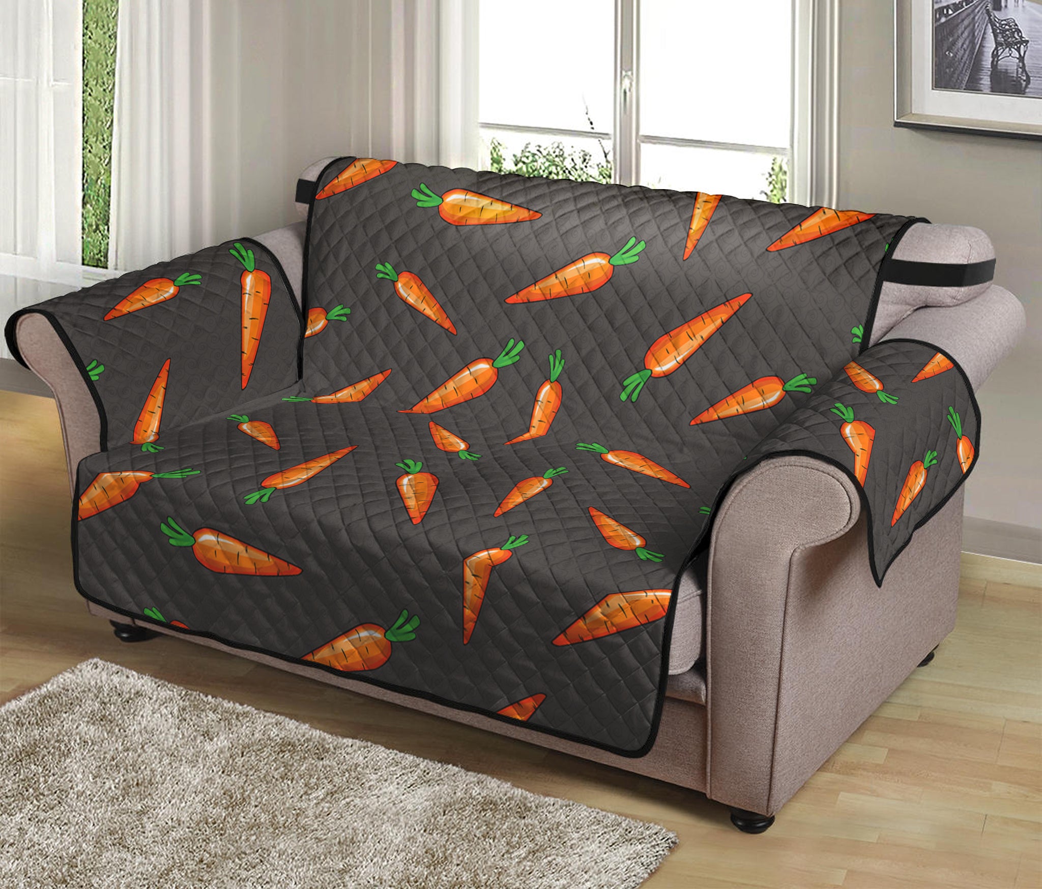 Cartoon Carrot Pattern Print Loveseat Protector