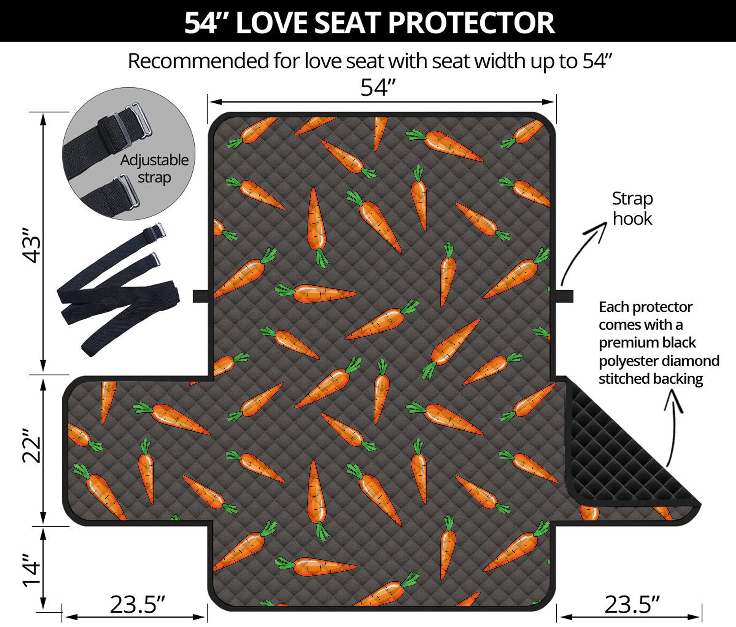 Cartoon Carrot Pattern Print Loveseat Protector