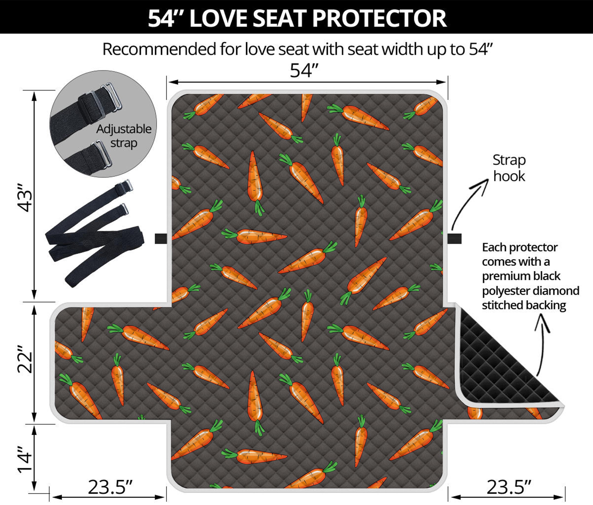 Cartoon Carrot Pattern Print Loveseat Protector