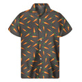 Cartoon Carrot Pattern Print Men's Short Sleeve Shirt