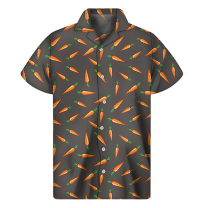 Cartoon Carrot Pattern Print Men's Short Sleeve Shirt