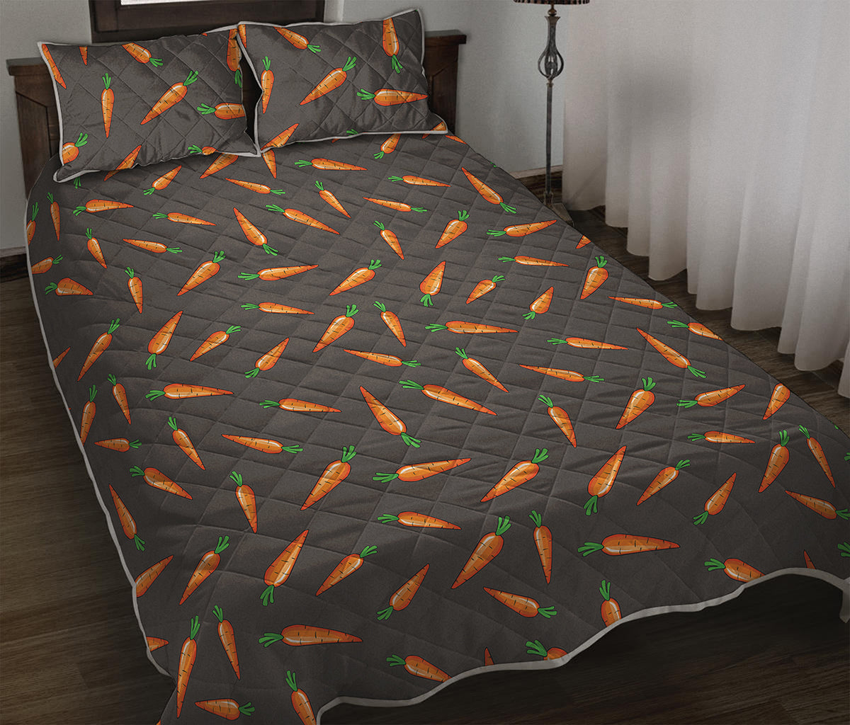 Cartoon Carrot Pattern Print Quilt Bed Set