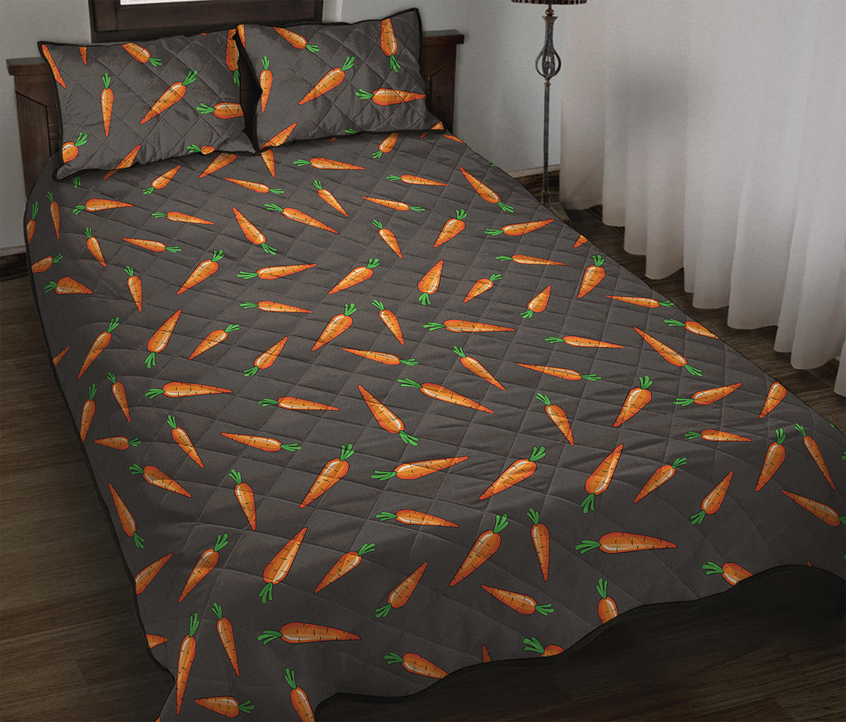 Cartoon Carrot Pattern Print Quilt Bed Set