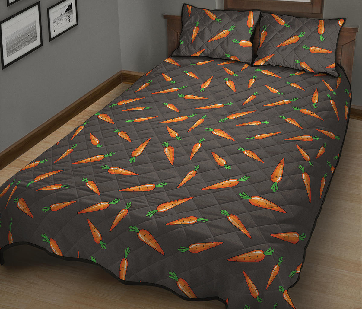 Cartoon Carrot Pattern Print Quilt Bed Set