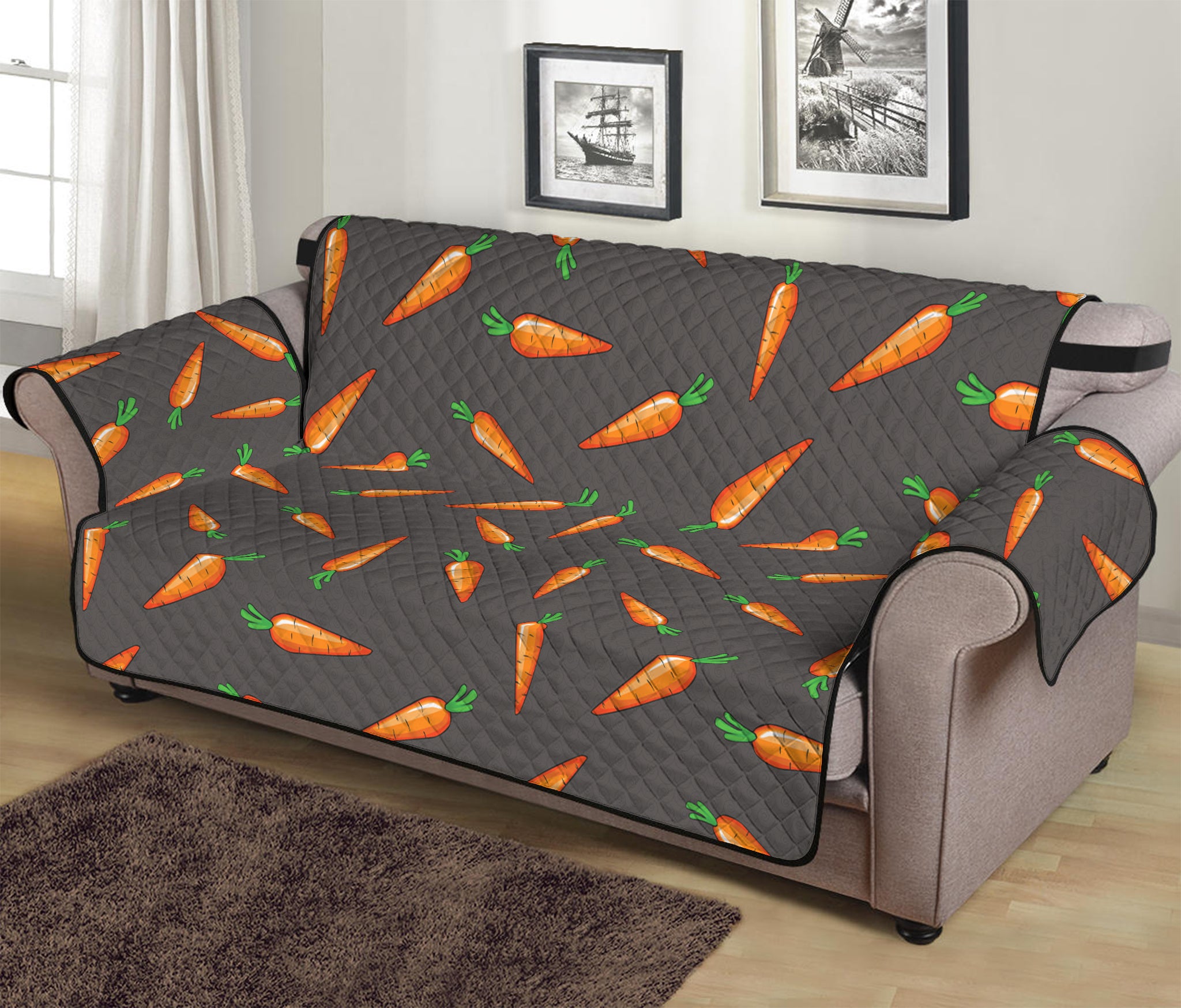 Cartoon Carrot Pattern Print Sofa Protector