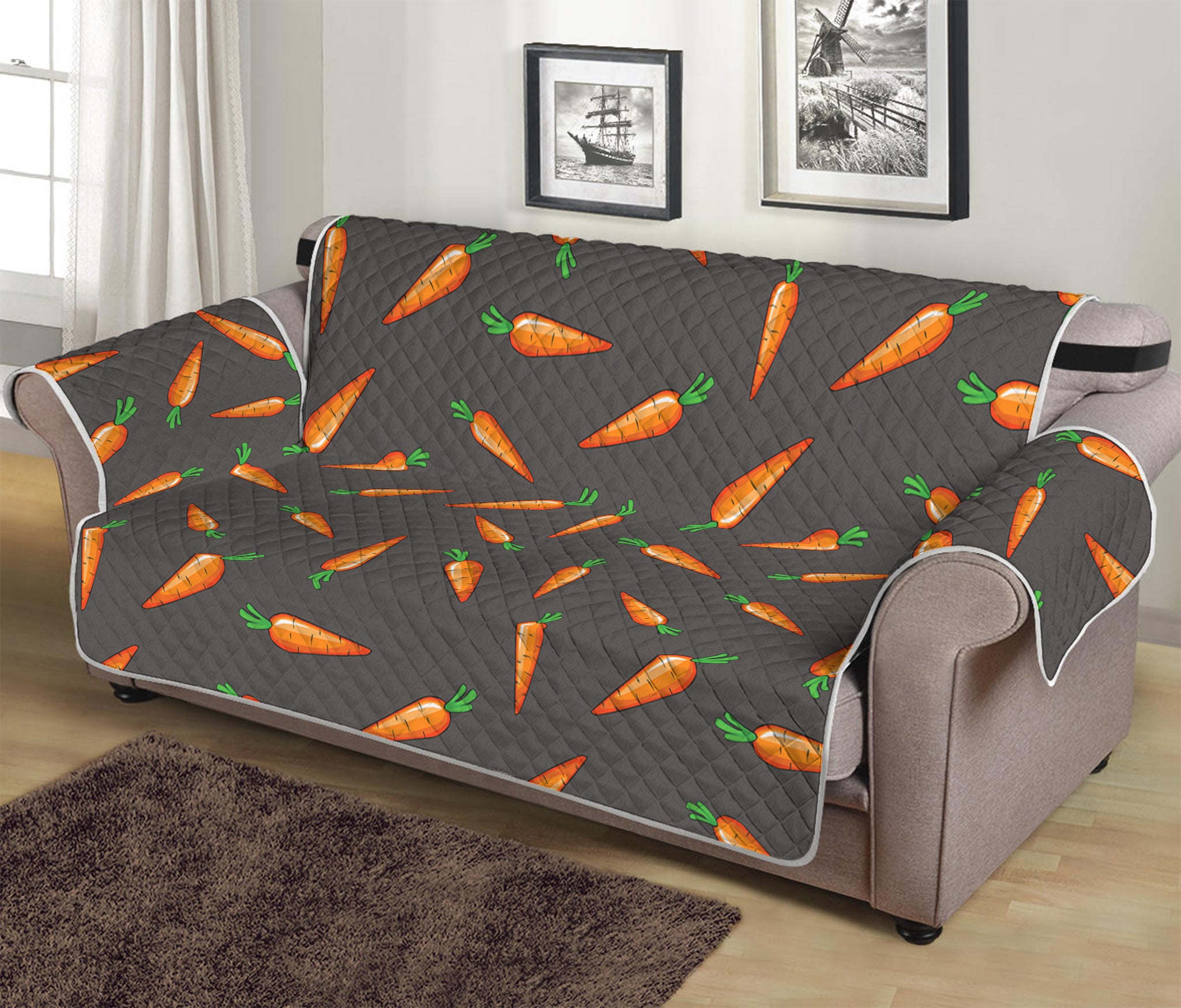 Cartoon Carrot Pattern Print Sofa Protector