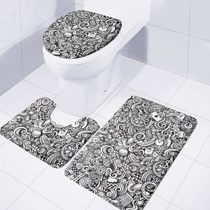 Cartoon Casino Card Pattern Print 3 Piece Bath Mat Set