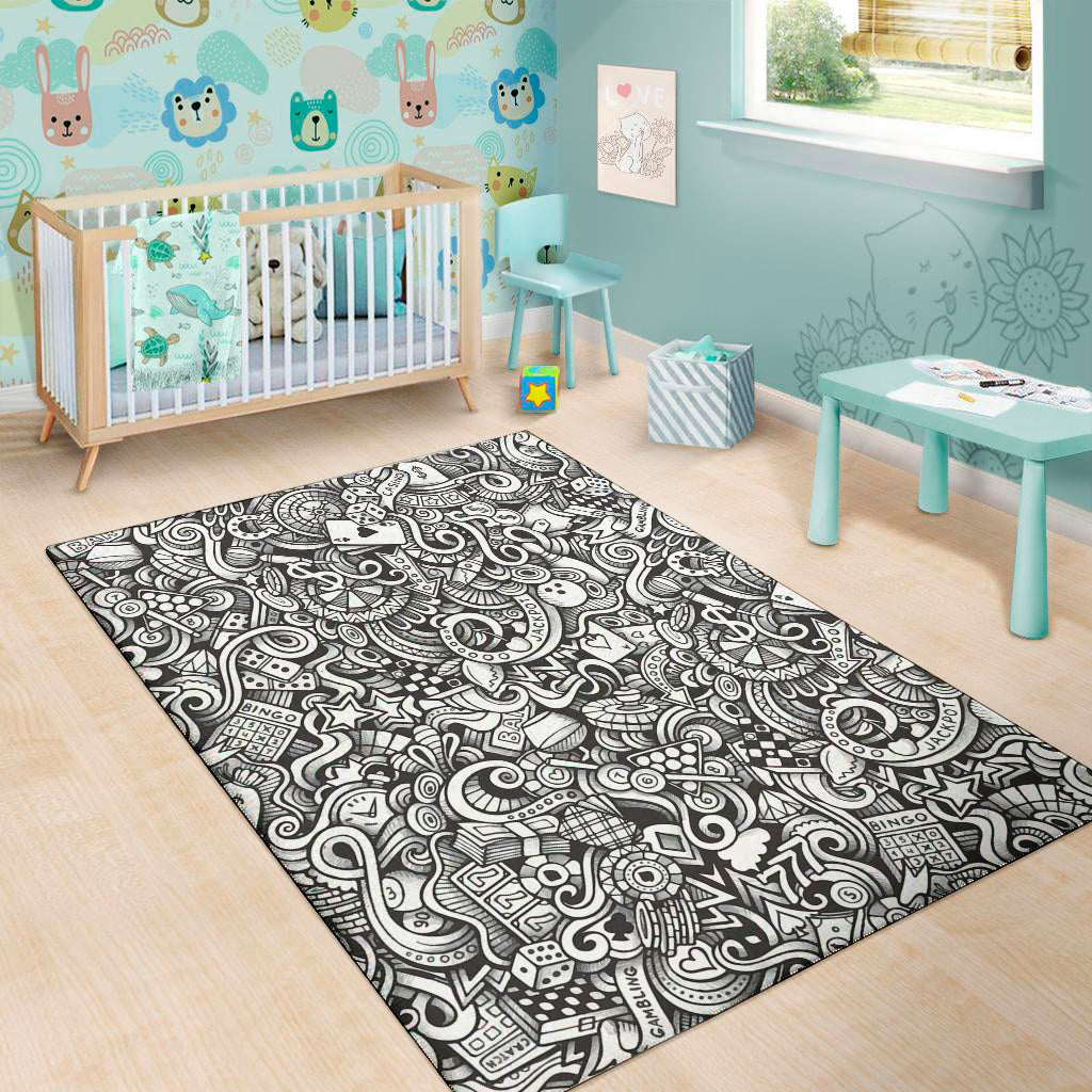 Cartoon Casino Card Pattern Print Area Rug