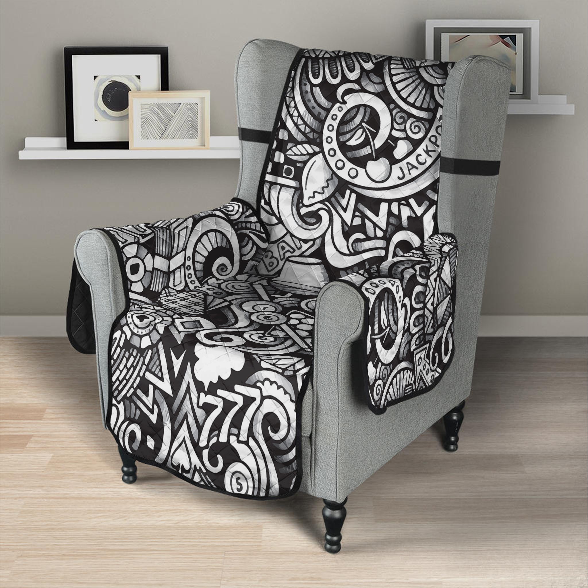 Cartoon Casino Card Pattern Print Armchair Protector