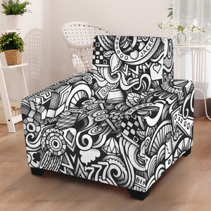 Cartoon Casino Card Pattern Print Armchair Slipcover