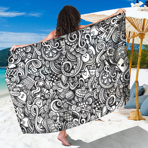 Cartoon Casino Card Pattern Print Beach Sarong Wrap