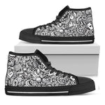 Cartoon Casino Card Pattern Print Black High Top Shoes