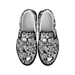 Cartoon Casino Card Pattern Print Black Slip On Shoes