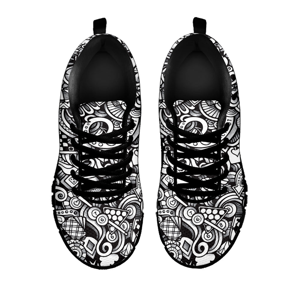 Cartoon Casino Card Pattern Print Black Sneakers