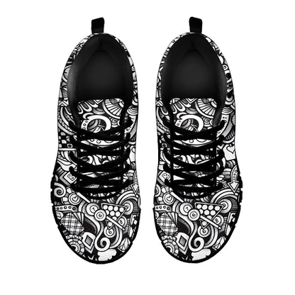 Cartoon Casino Card Pattern Print Black Sneakers