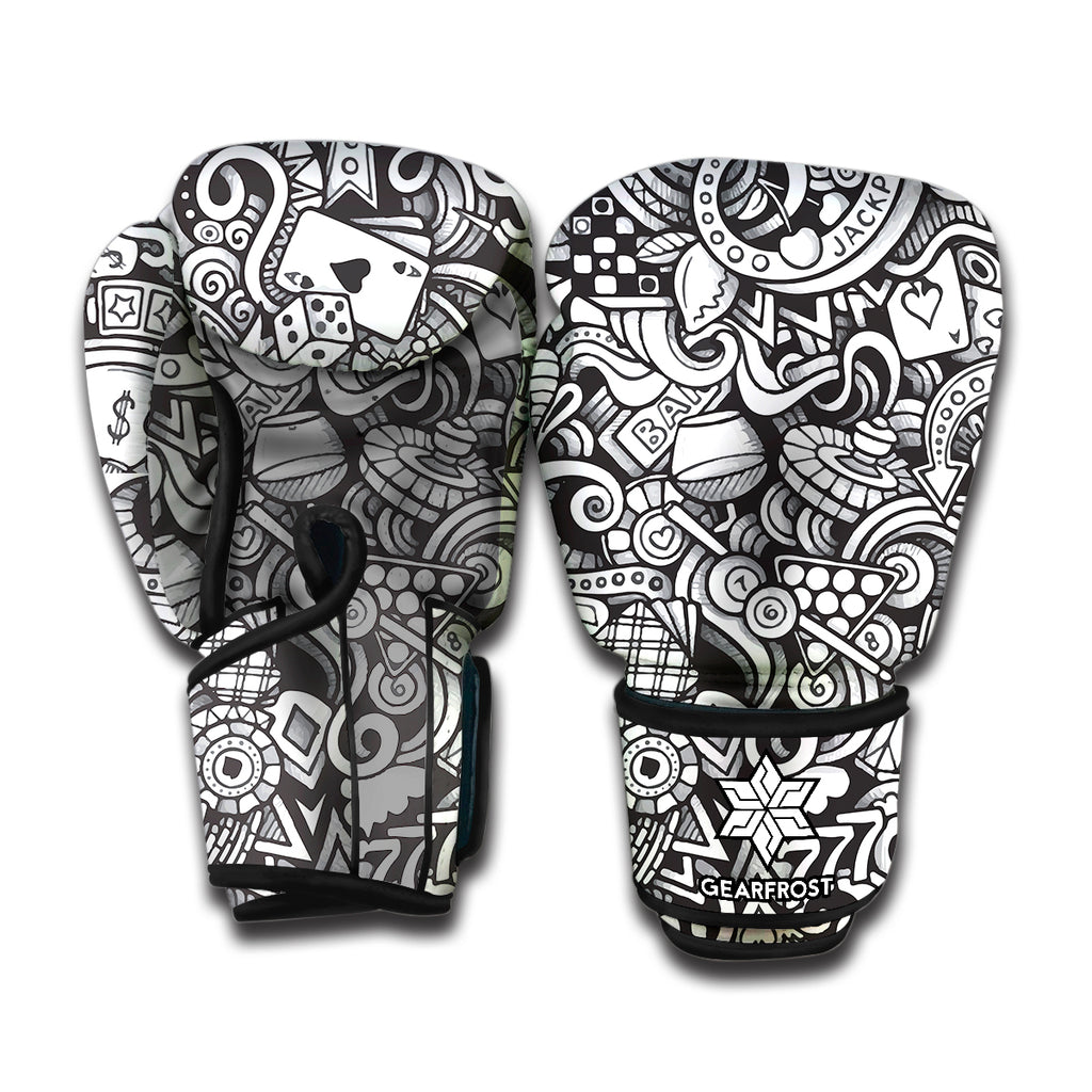 Cartoon Casino Card Pattern Print Boxing Gloves