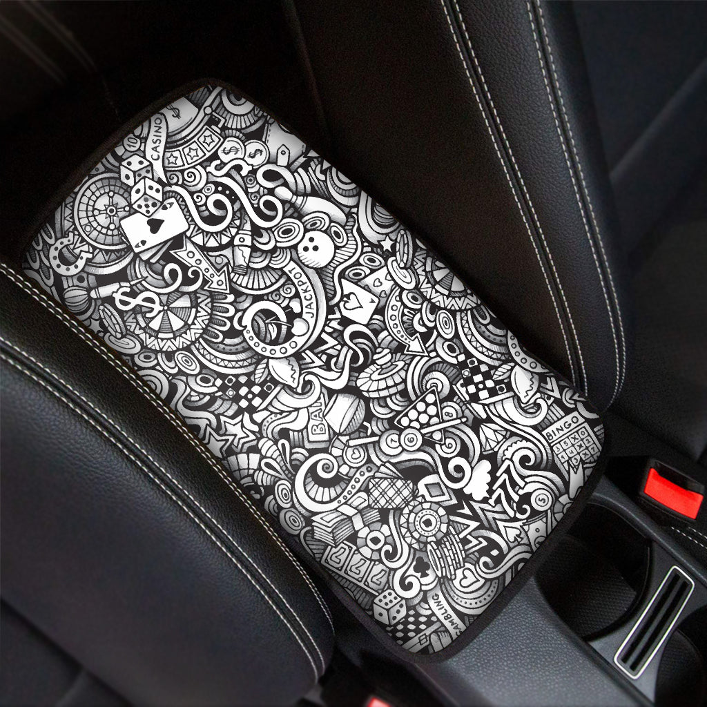 Cartoon Casino Card Pattern Print Car Center Console Cover