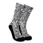 Cartoon Casino Card Pattern Print Crew Socks