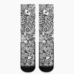 Cartoon Casino Card Pattern Print Crew Socks