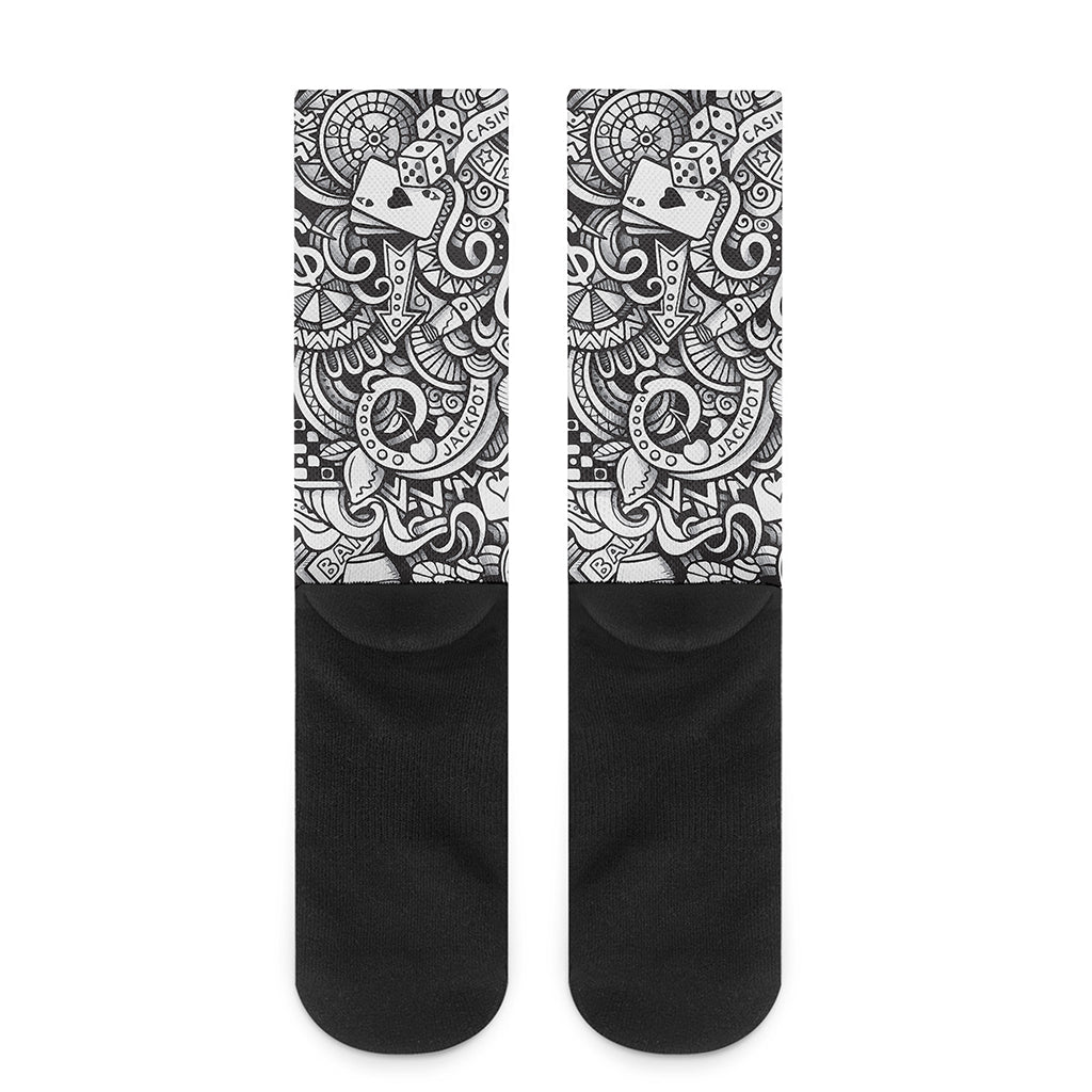 Cartoon Casino Card Pattern Print Crew Socks