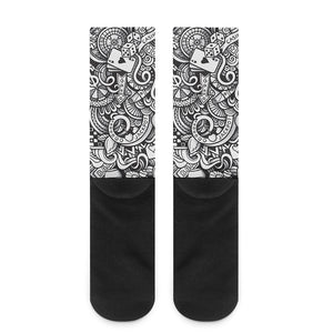 Cartoon Casino Card Pattern Print Crew Socks