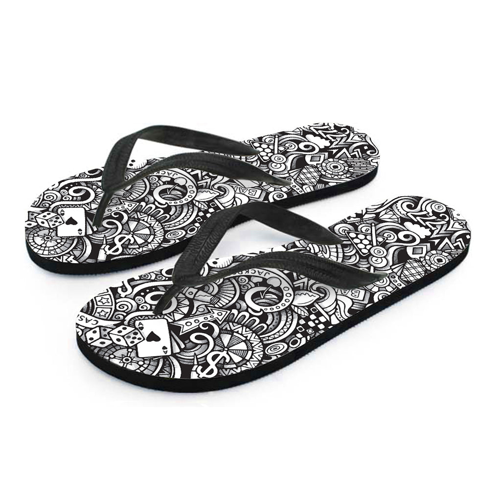 Cartoon Casino Card Pattern Print Flip Flops