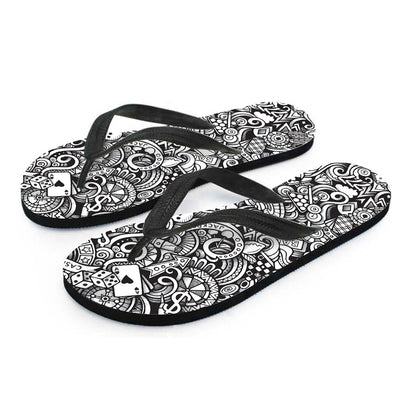 Cartoon Casino Card Pattern Print Flip Flops