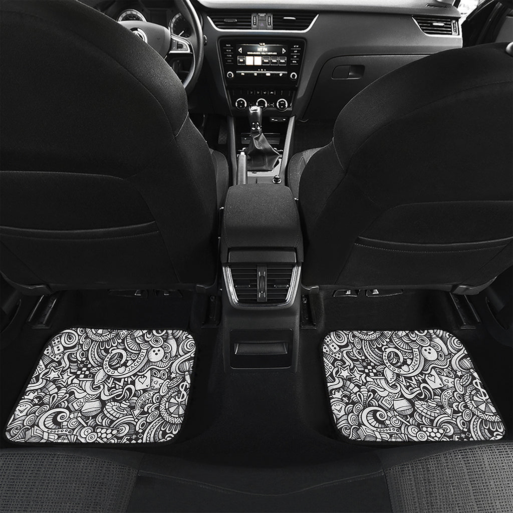 Cartoon Casino Card Pattern Print Front and Back Car Floor Mats