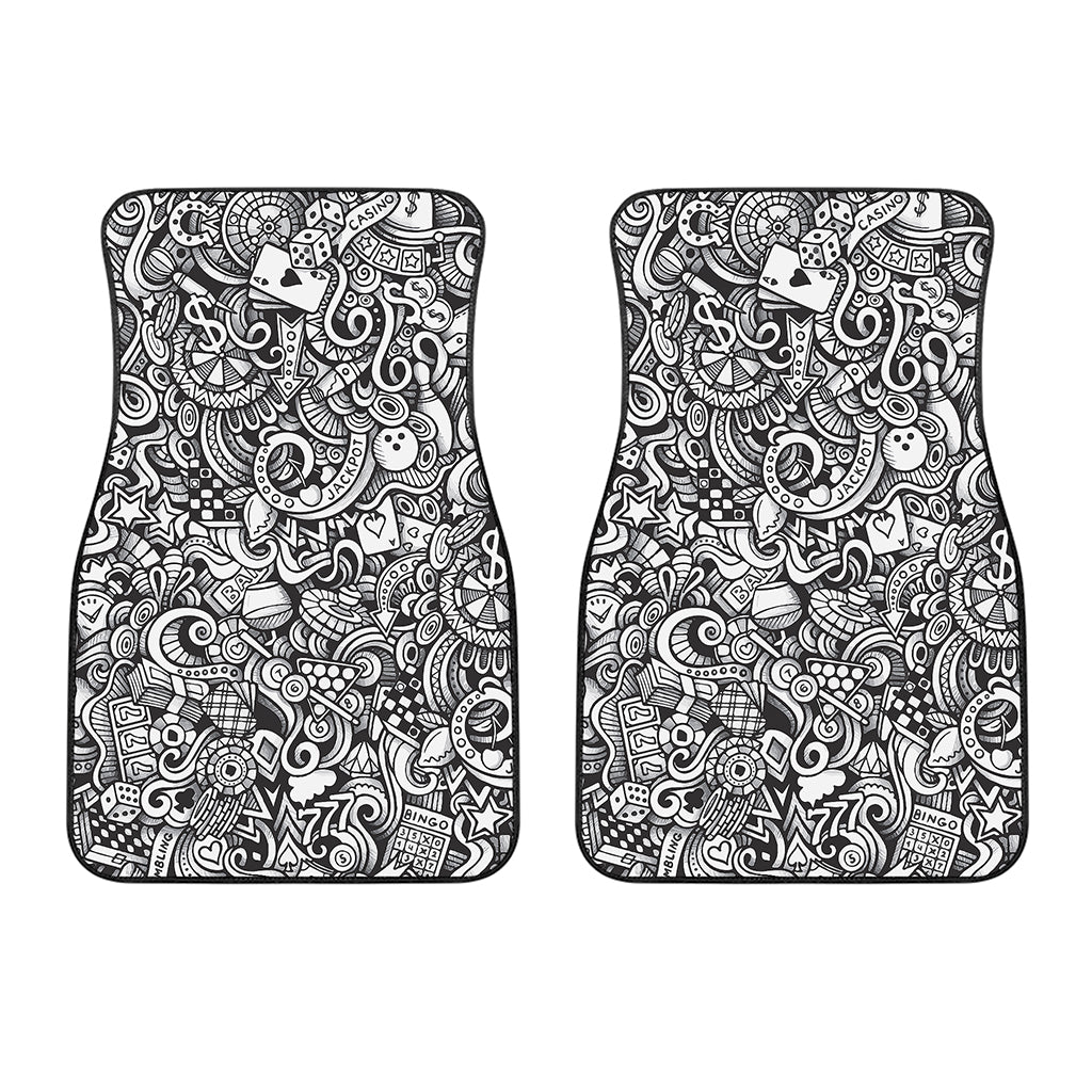 Cartoon Casino Card Pattern Print Front Car Floor Mats