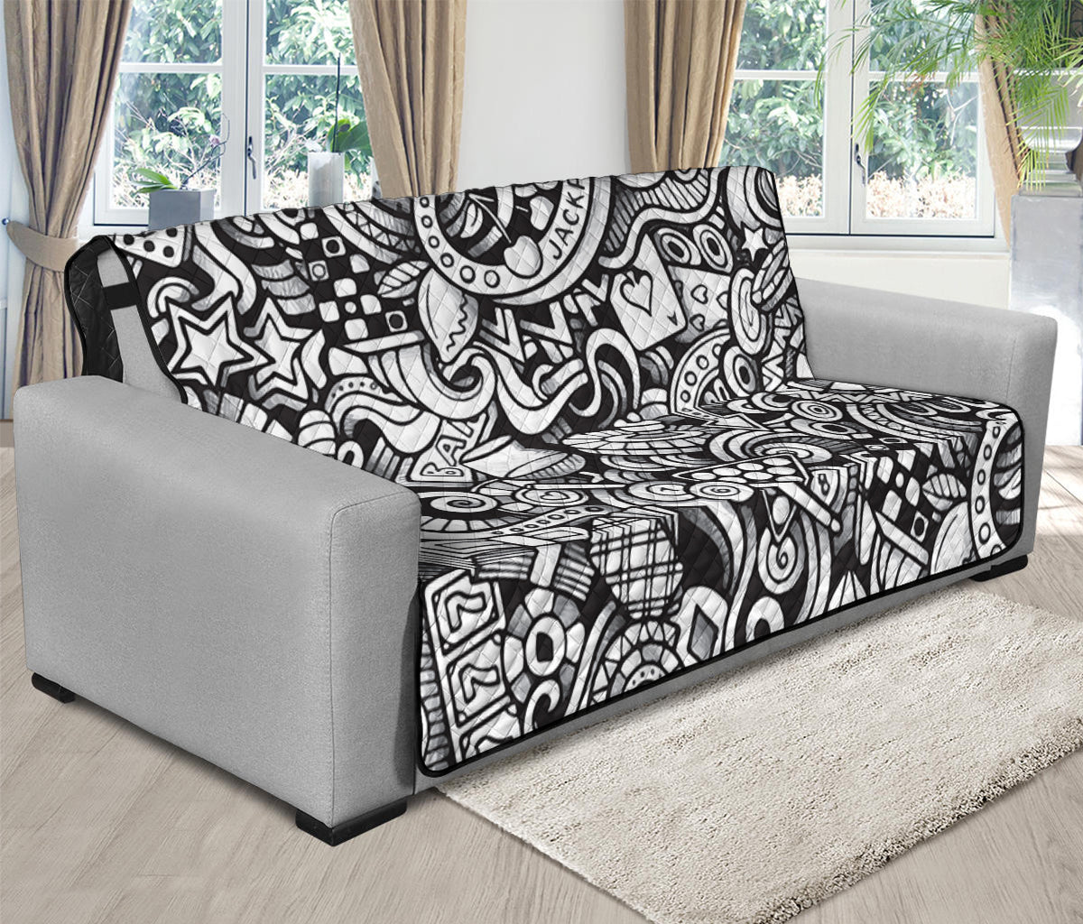 Cartoon Casino Card Pattern Print Futon Protector