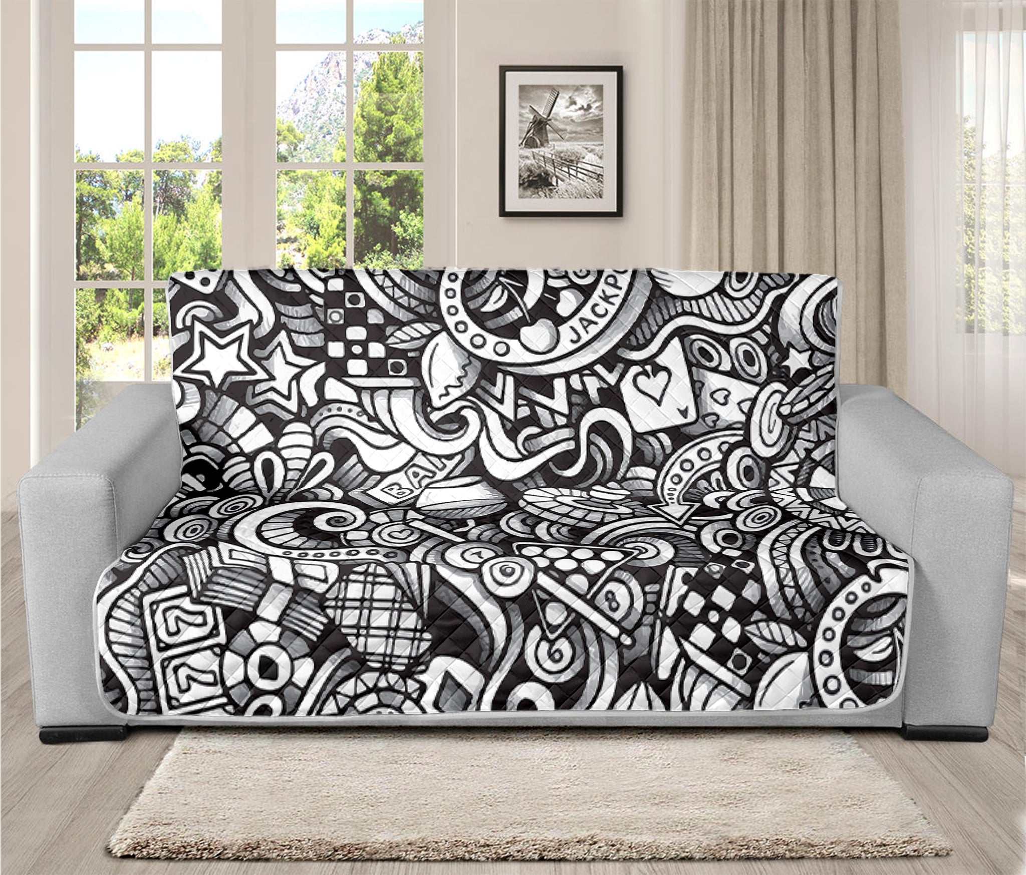 Cartoon Casino Card Pattern Print Futon Protector