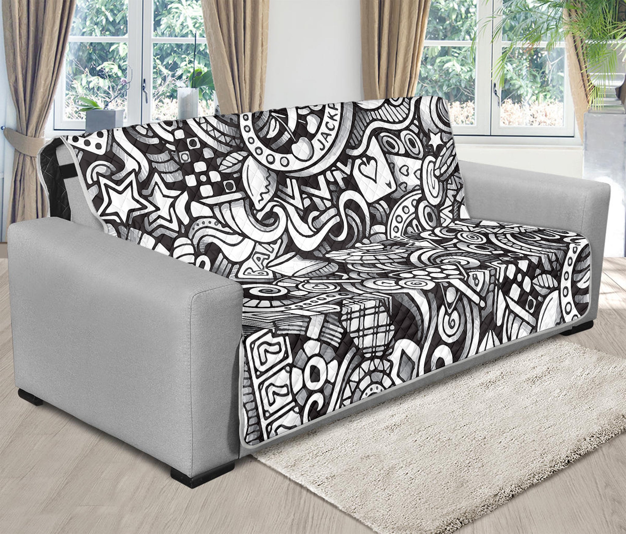 Cartoon Casino Card Pattern Print Futon Protector