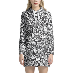 Cartoon Casino Card Pattern Print Pullover Hoodie Dress