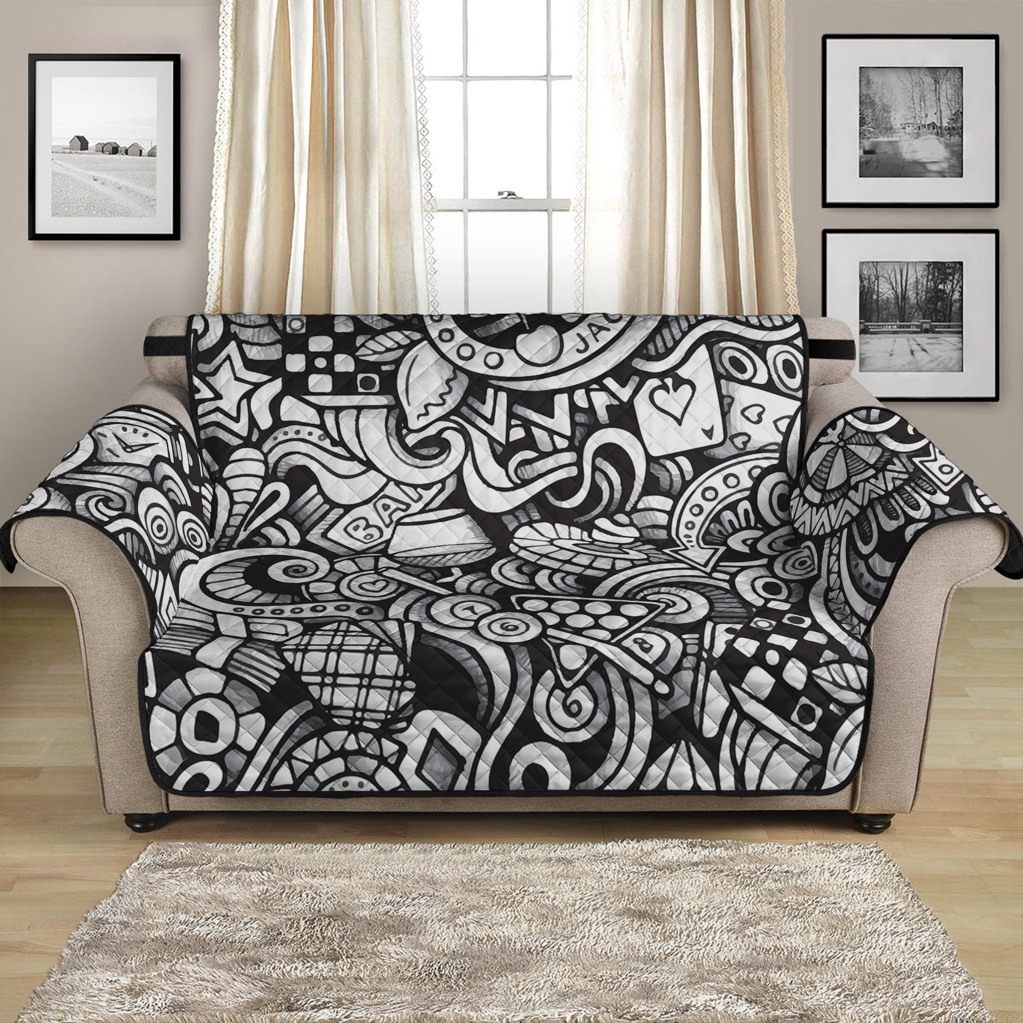 Cartoon Casino Card Pattern Print Loveseat Protector