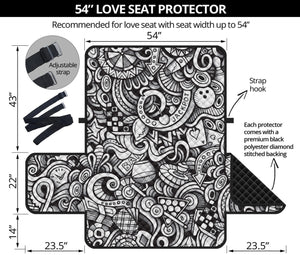 Cartoon Casino Card Pattern Print Loveseat Protector