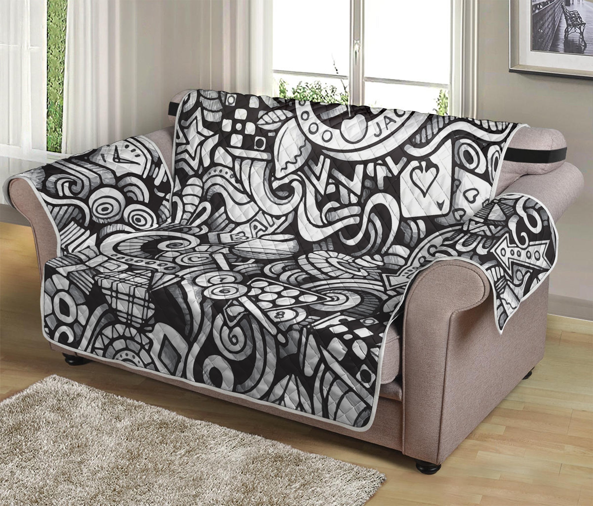 Cartoon Casino Card Pattern Print Loveseat Protector