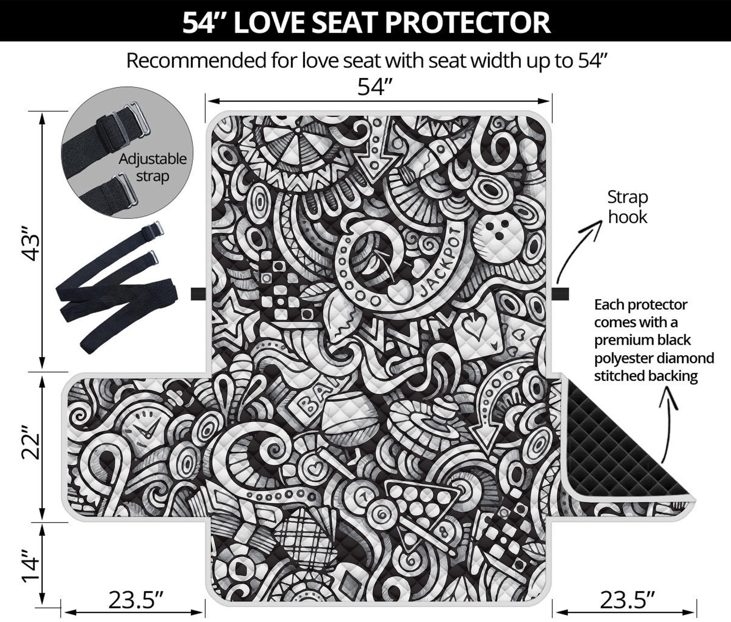 Cartoon Casino Card Pattern Print Loveseat Protector