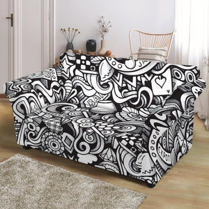 Cartoon Casino Card Pattern Print Loveseat Slipcover