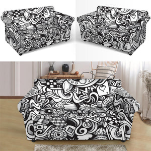 Cartoon Casino Card Pattern Print Loveseat Slipcover