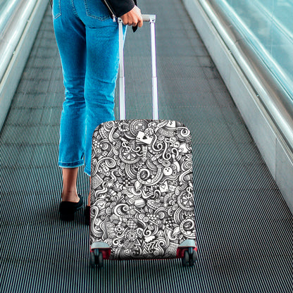Cartoon Casino Card Pattern Print Luggage Cover