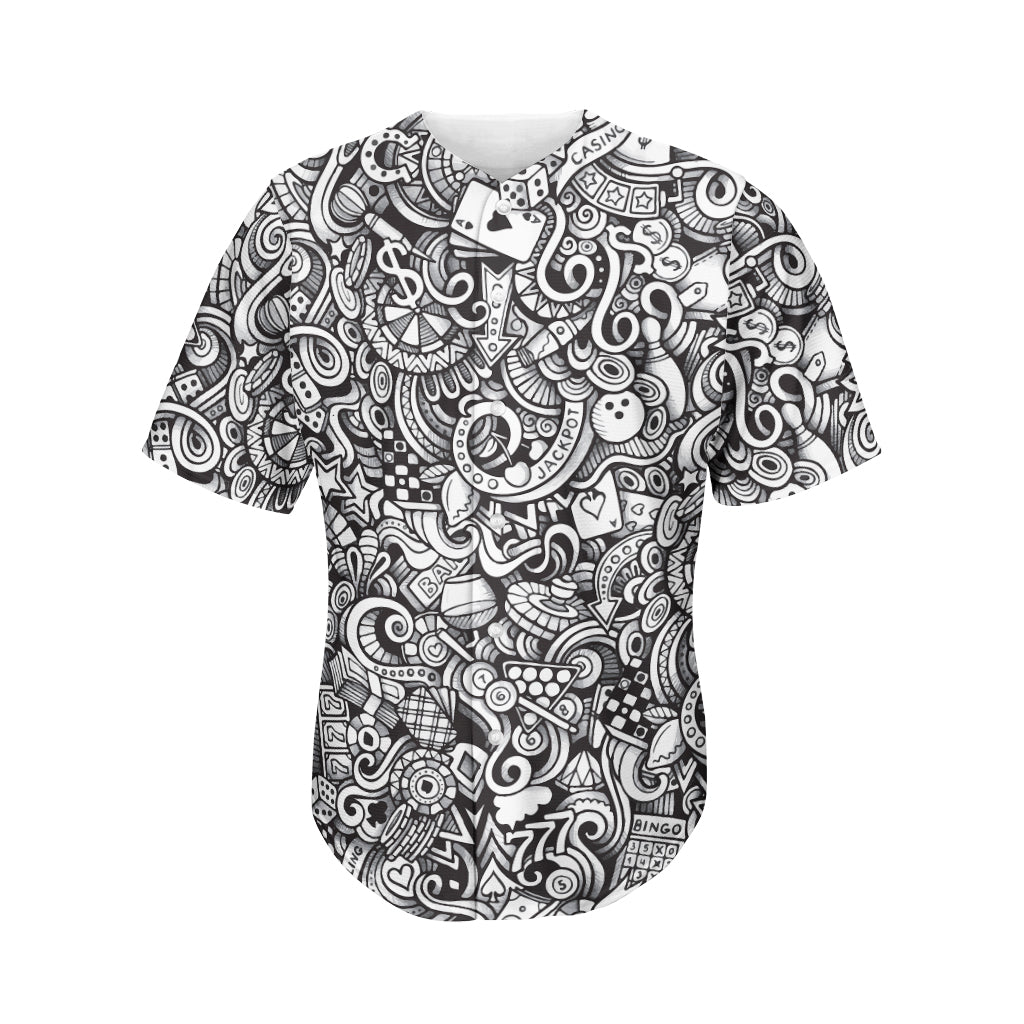 Cartoon Casino Card Pattern Print Men's Baseball Jersey