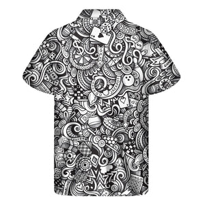 Cartoon Casino Card Pattern Print Men's Short Sleeve Shirt