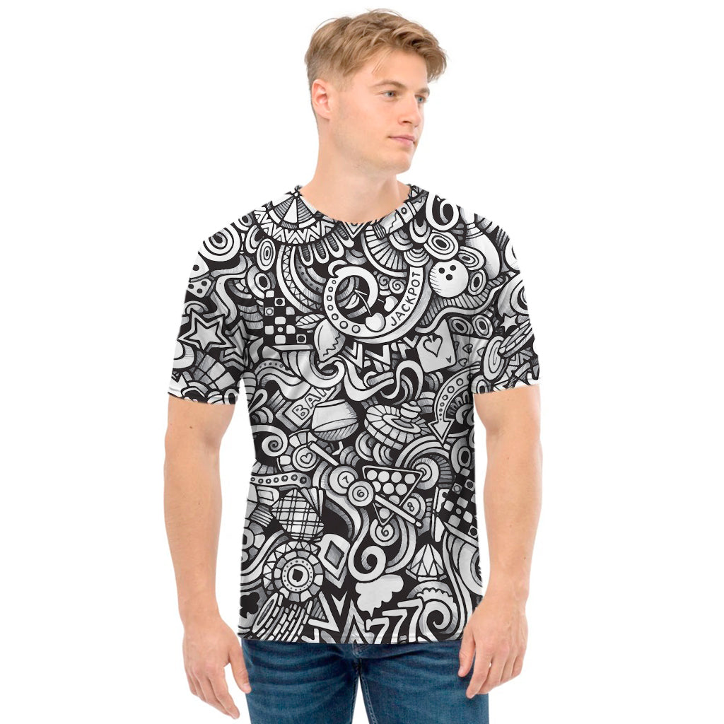 Cartoon Casino Card Pattern Print Men's T-Shirt