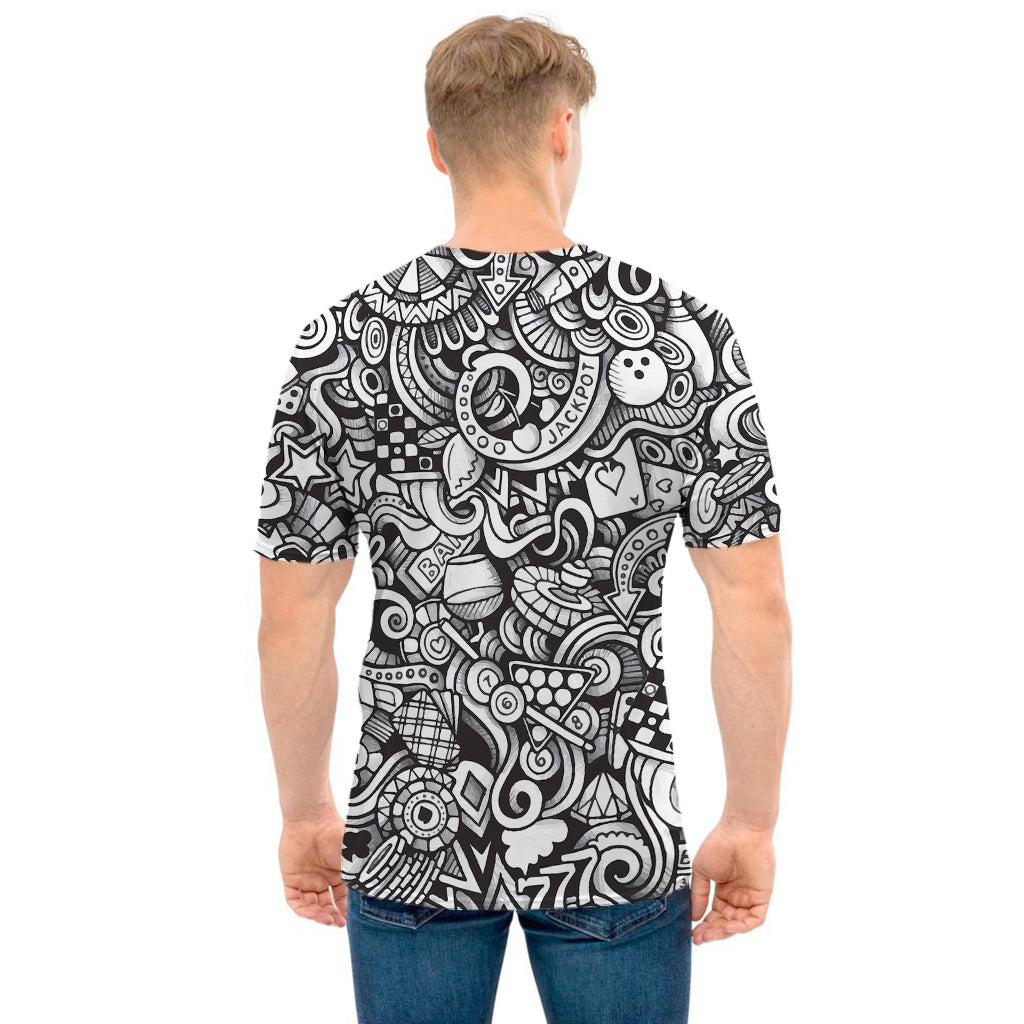 Cartoon Casino Card Pattern Print Men's T-Shirt