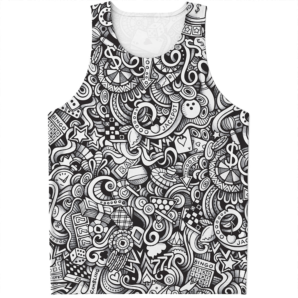 Cartoon Casino Card Pattern Print Men's Tank Top