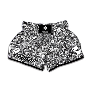 Cartoon Casino Card Pattern Print Muay Thai Boxing Shorts