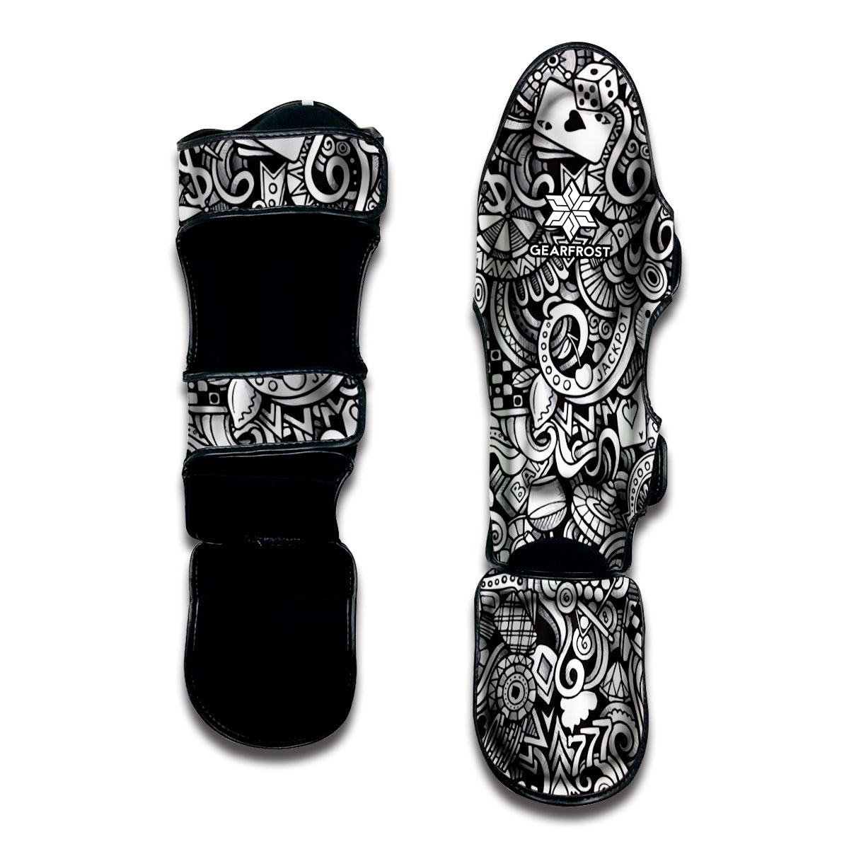 Cartoon Casino Card Pattern Print Muay Thai Shin Guard